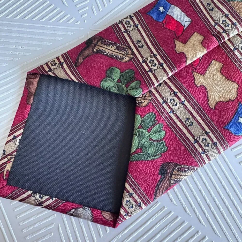Texas Western Rodeo 100% Silk Novelty Tie Cowboy Boots Cactus State Puritan